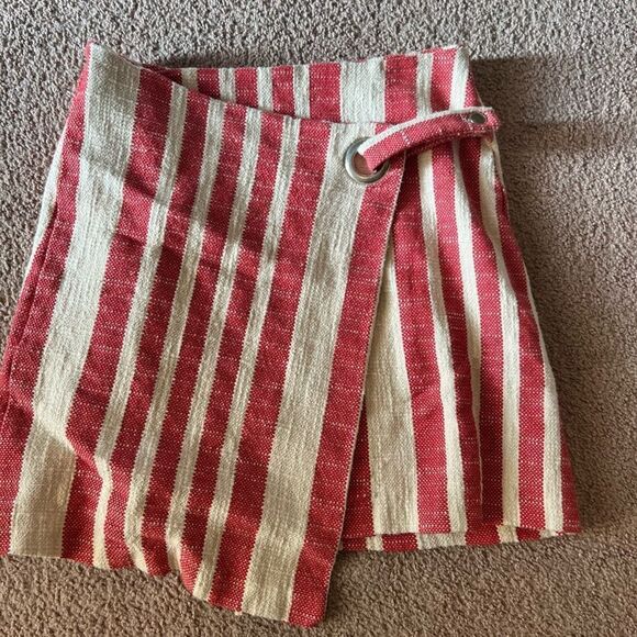 Free People Its A Wrap Tuscany Mini Skirt with Red White Stripes Size medium - Picture 5 of 11